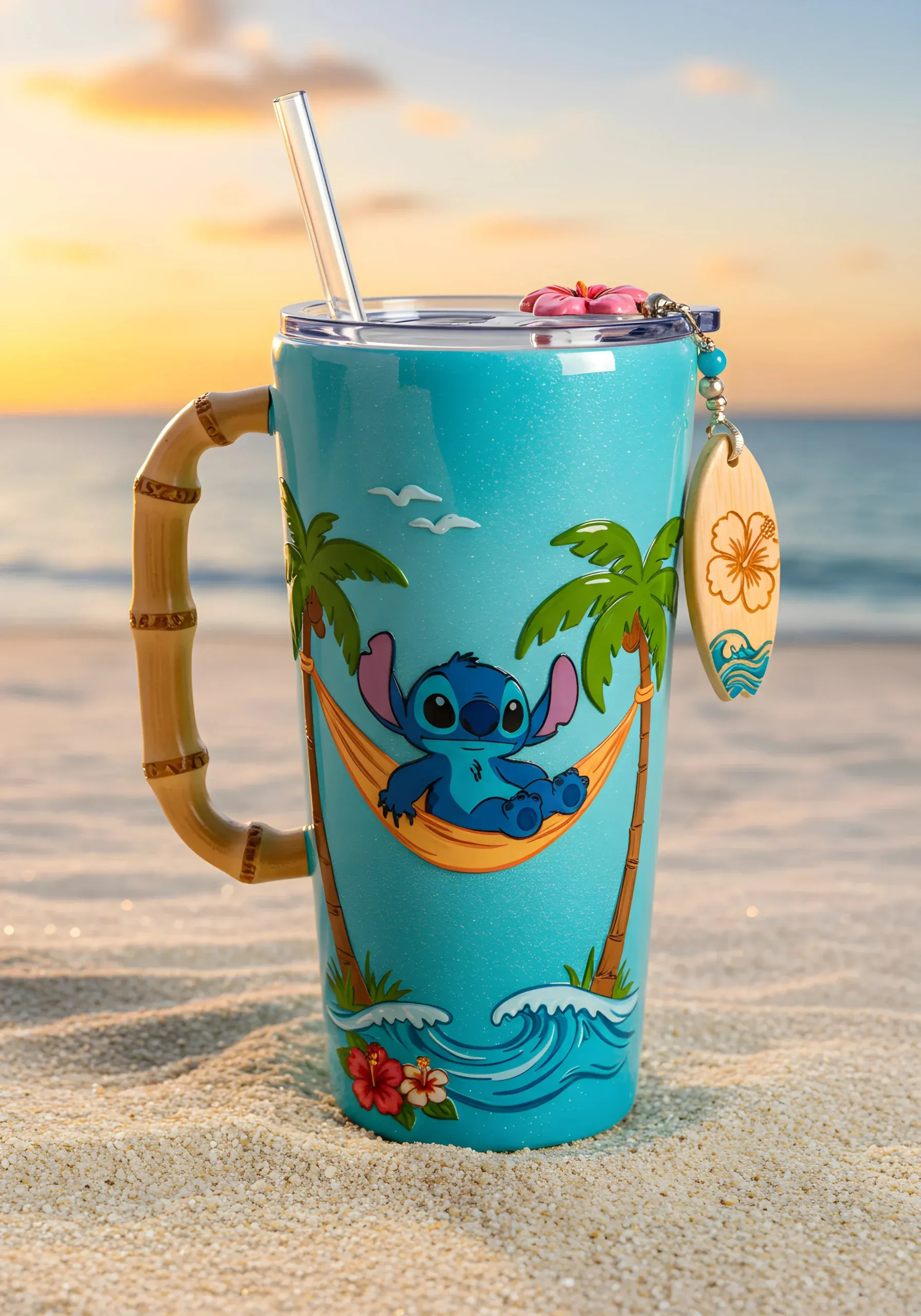 Copo Térmico + Pingente Stitch Praia 1,15L  1