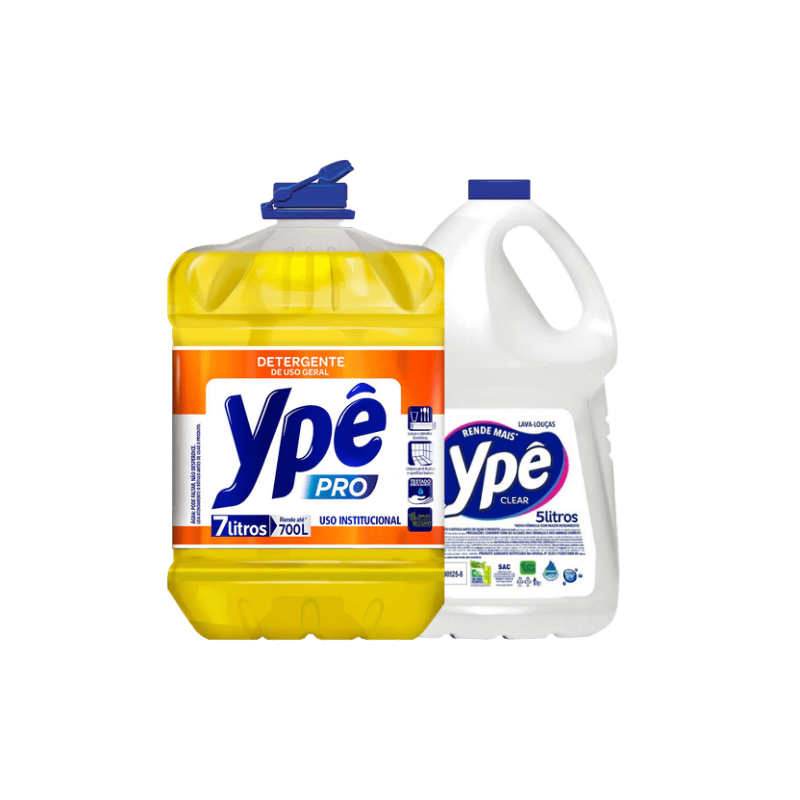 Lava-Louças Líquido Neutro Ypê Pro Galão 7l + Lava-Louças Líquido Clear Ypê Galão 5l Embalagem Econômica 1