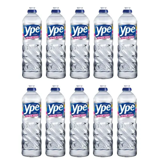Kit 10 Detergente Líquido YPE Clear 500ml Cada 1