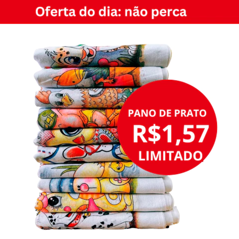 Pano de Prato Bainha Estampado 100% Algodão 35x60cm 100 unidade 1