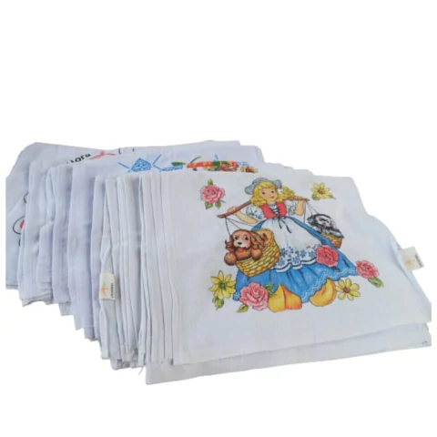 Kit 100 Pano de Prato Estampado com Bainha Pé de Galinha 3