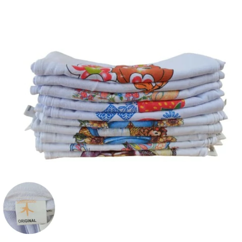 Kit 100 Pano de Prato Estampado com Bainha Pé de Galinha 2