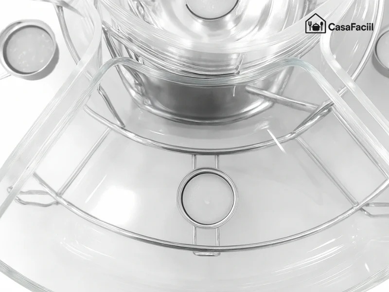Rechaud Giratório Com 6 Compartimentos Aço Inox E Vidro  5