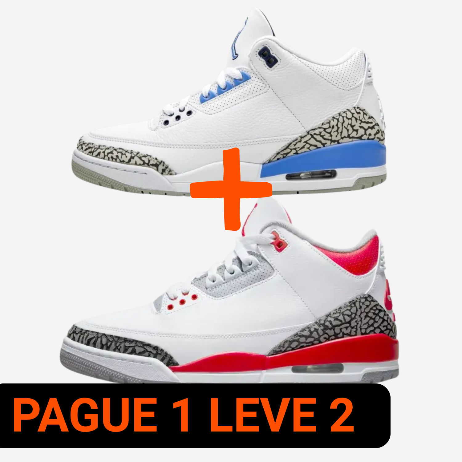 Air Jordan 3 Fire Red + Air Jordan 3 UNC Azul (Pague 1 Leve 2) 1