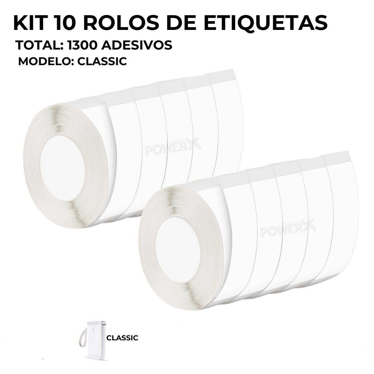 Kit 10 Rolos Adesivos Branco  1