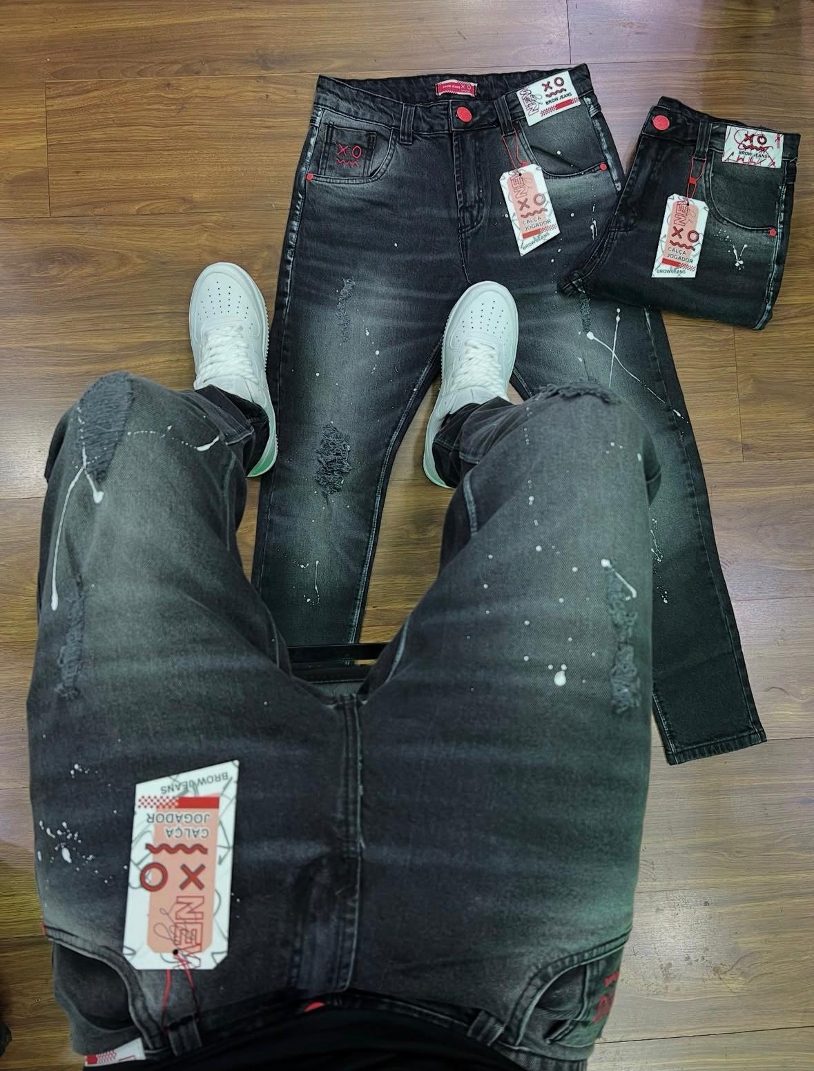 Calça Jeans Jogador Com Respingos 1