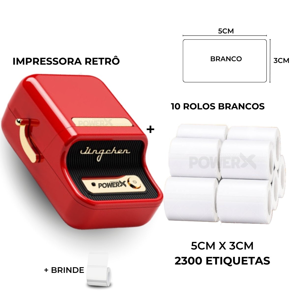 Impressora Retrô+ 10 Rolos Adesivos 1