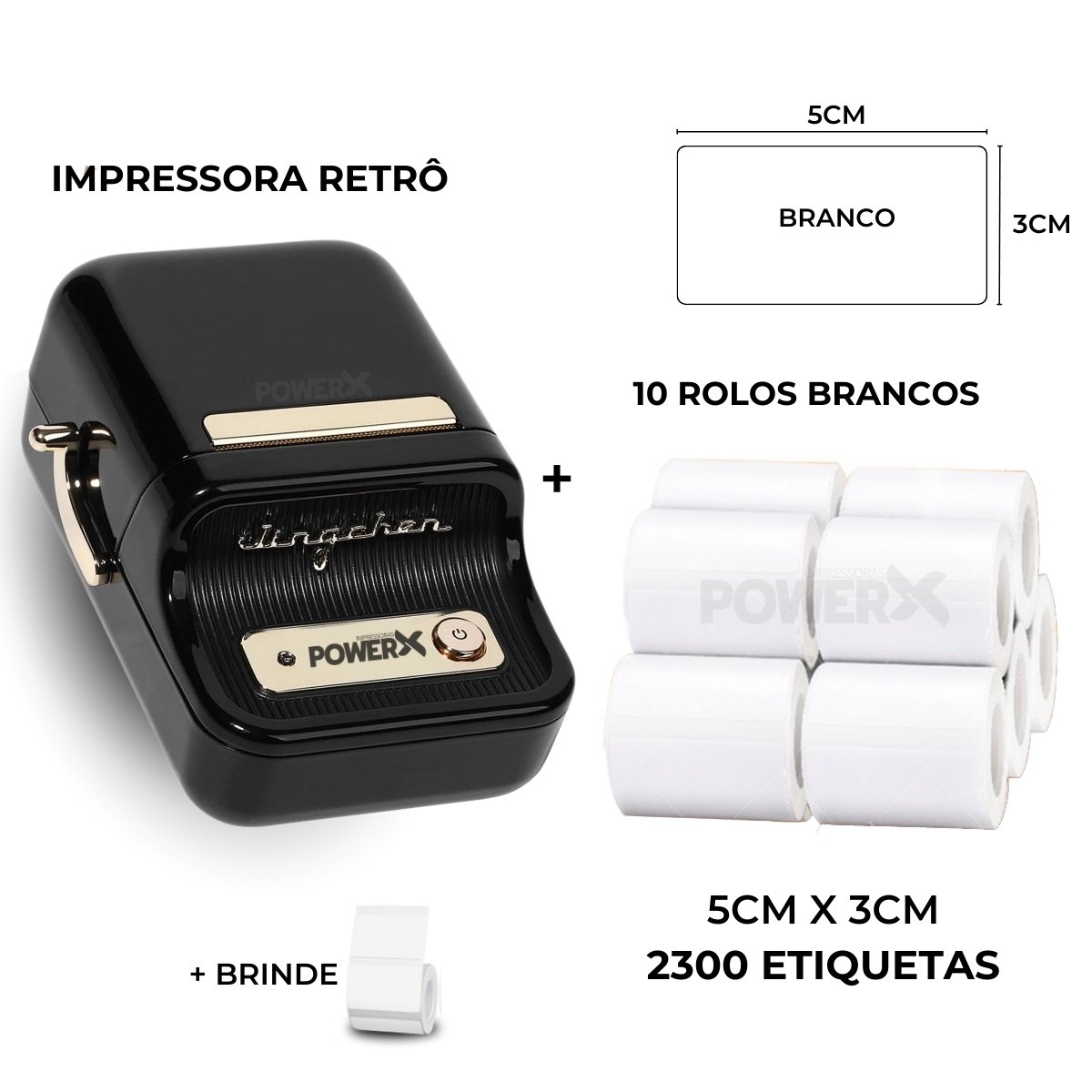 Impressora Retrô+ 10 Rolos Adesivos 2