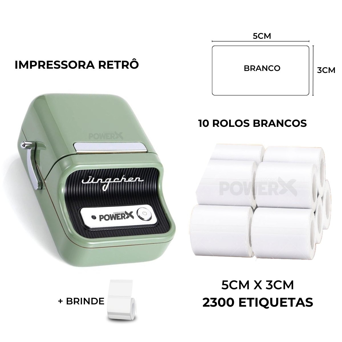 Impressora Retrô+ 10 Rolos Adesivos 3