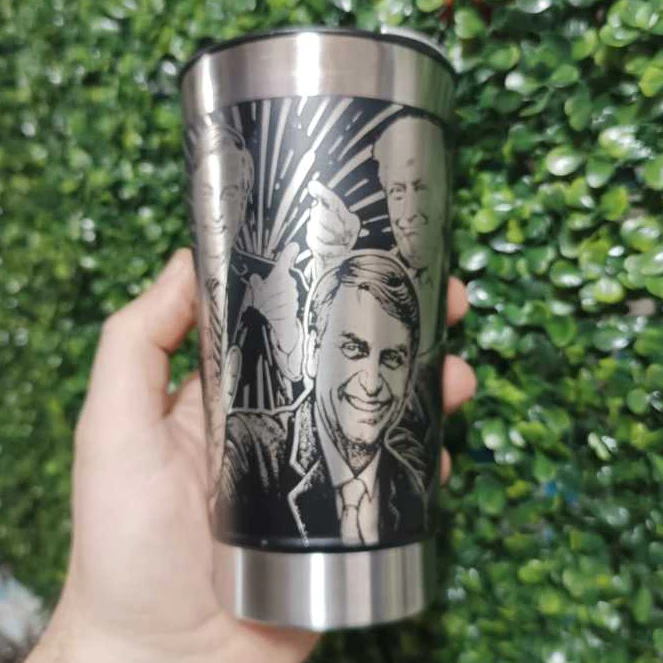 Copo Térmico Personalizado Bolsonaro Trump Hin 470ml Gravação 360° Graus Laser 3