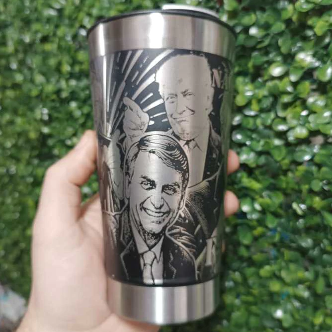 Copo Térmico Personalizado Bolsonaro Trump Hin 470ml Gravação 360° Graus Laser 6