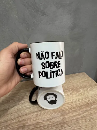 Xícara Caneca Personalizada Preta Política Porcelana 325 Ml 5