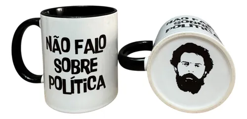 Xícara Caneca Personalizada Preta Política Porcelana 325 Ml 1