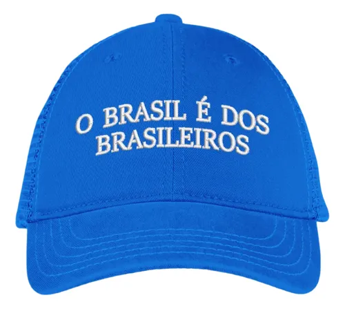 Boné O Brasil É Dos Brasileiros Lula Azul Original Bordado 1
