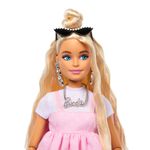 Barbie Deluxe Cabelo Loiro Vestido Rosa com Laço - Mattel 1