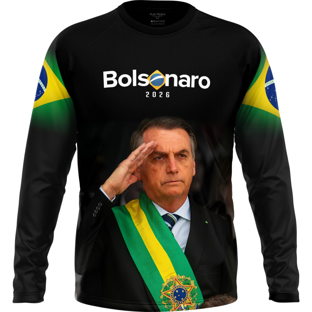 Camisa Camiseta Brasil Patriota Bolsonaro 2026 com Proteção Solar Uv50+ 1