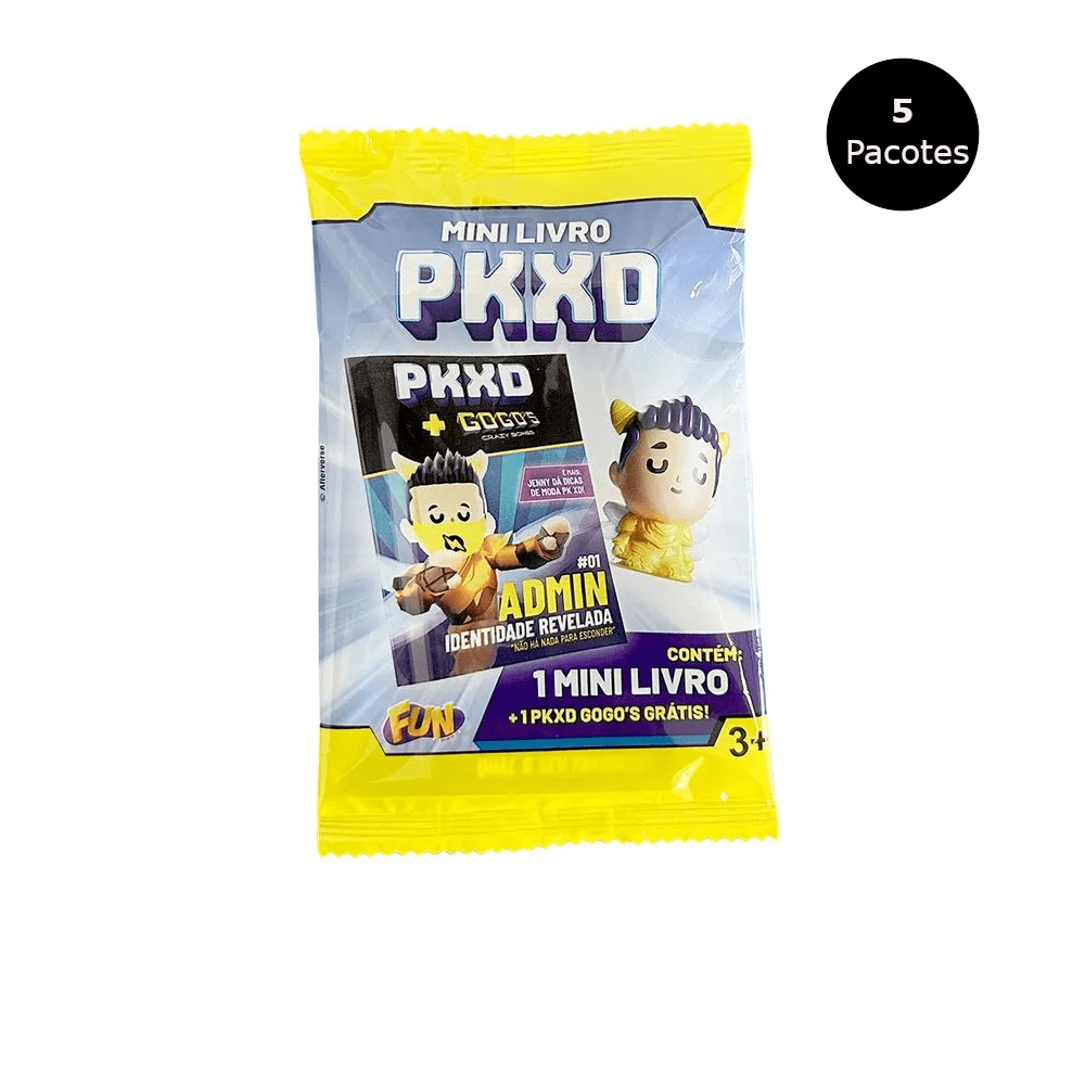Kit 5 Pacotes PKXD Gogos e Mini Livro Surpresa - Fun Divirta-se   (3) 1