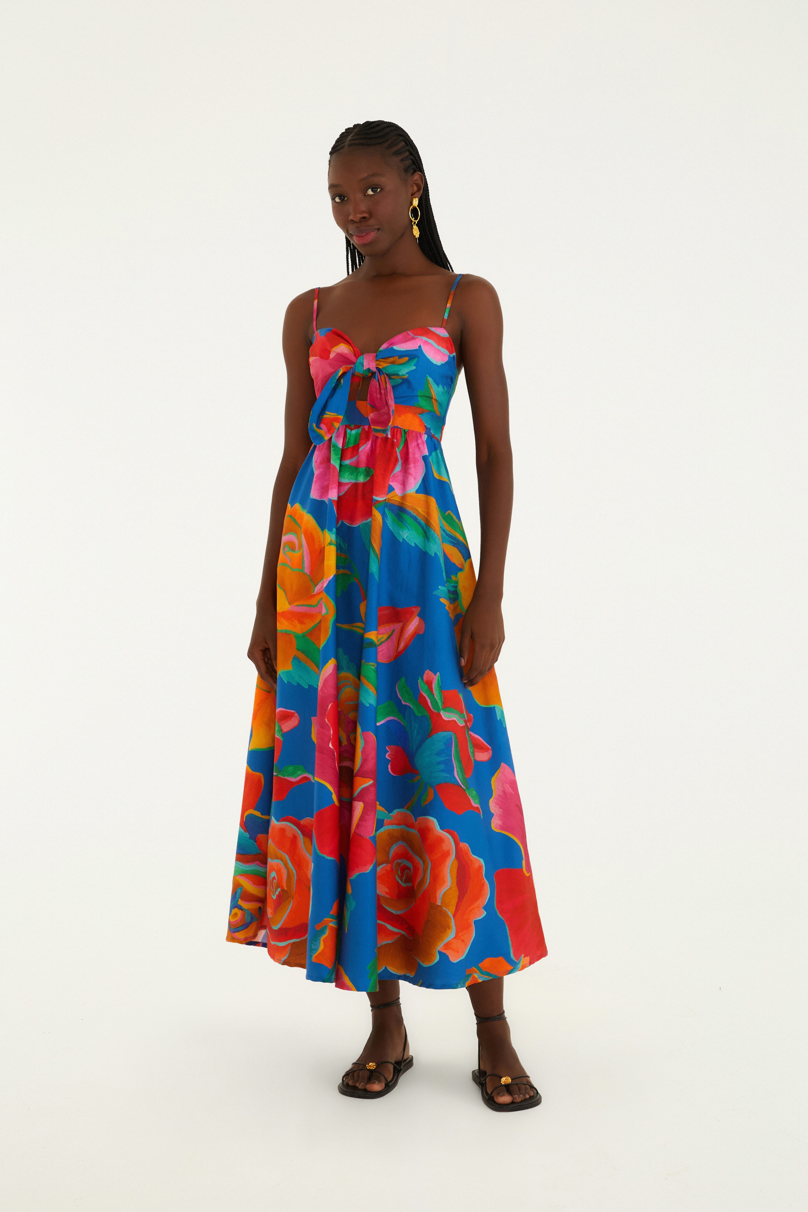 Vestido Marias Estampado Rosas Pintadas 1