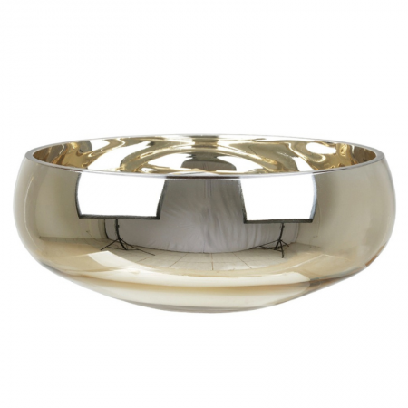 ARRANJO DE ORQUÍDEA ROSA COM VASO DE VIDRO DOURADO GOLD 4