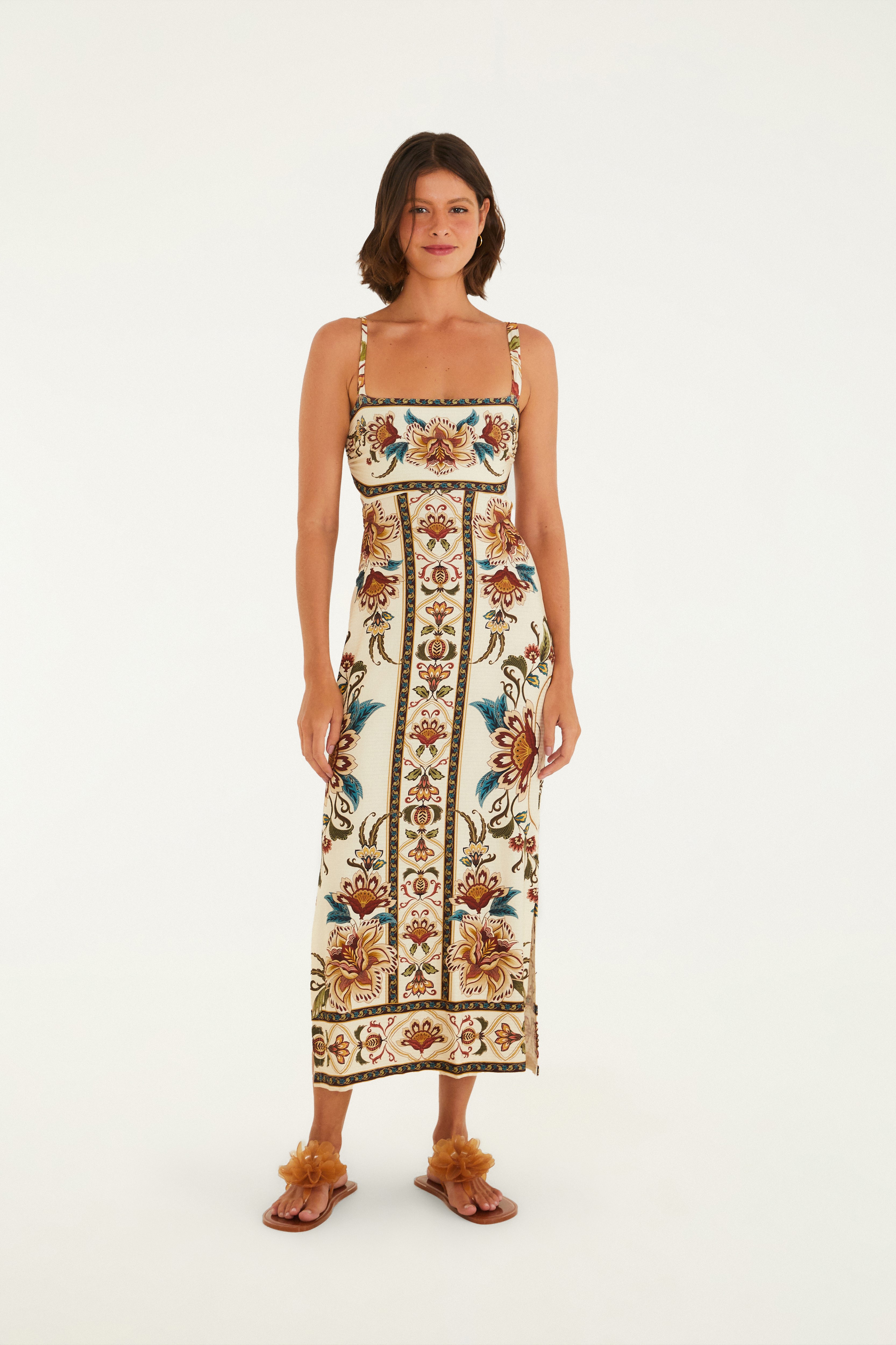 Vestido Midi Estampado Jardim Majestoso 1