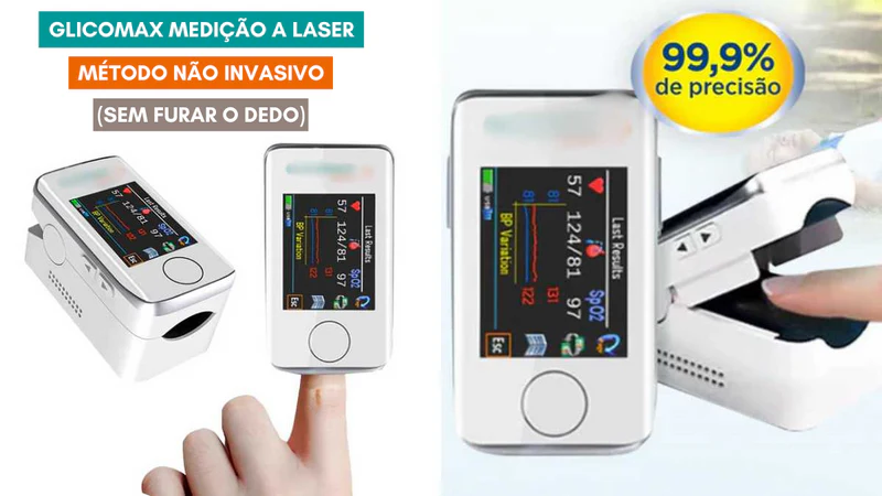 GLICOMAX ORIGINAL - Medidor de glicose menos invasivo. (NÃO PRECISA FURAR O DEDO MEDIDOR VIA LASER) 2