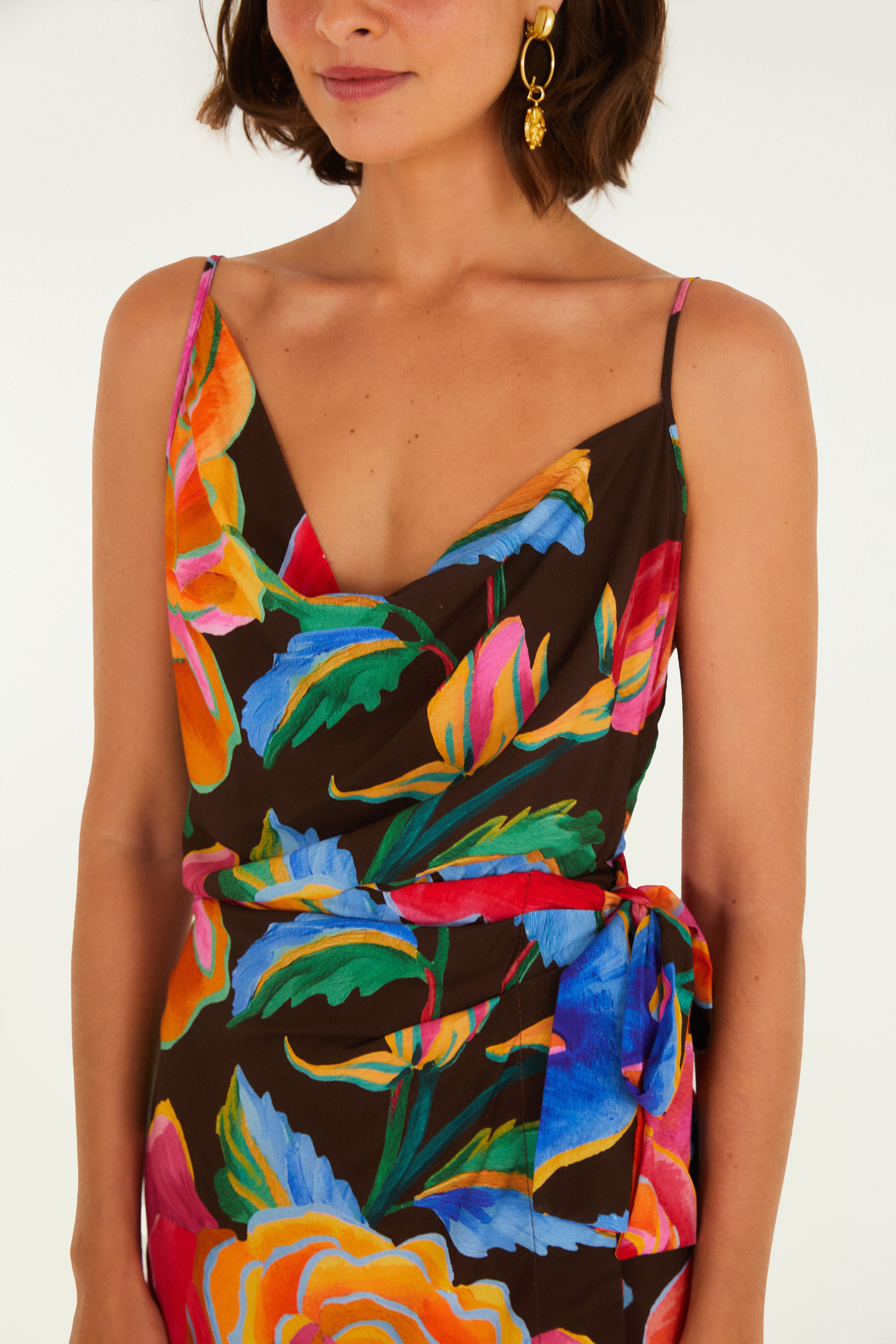 Vestido Curto Estampado Rosas Pintadas 2