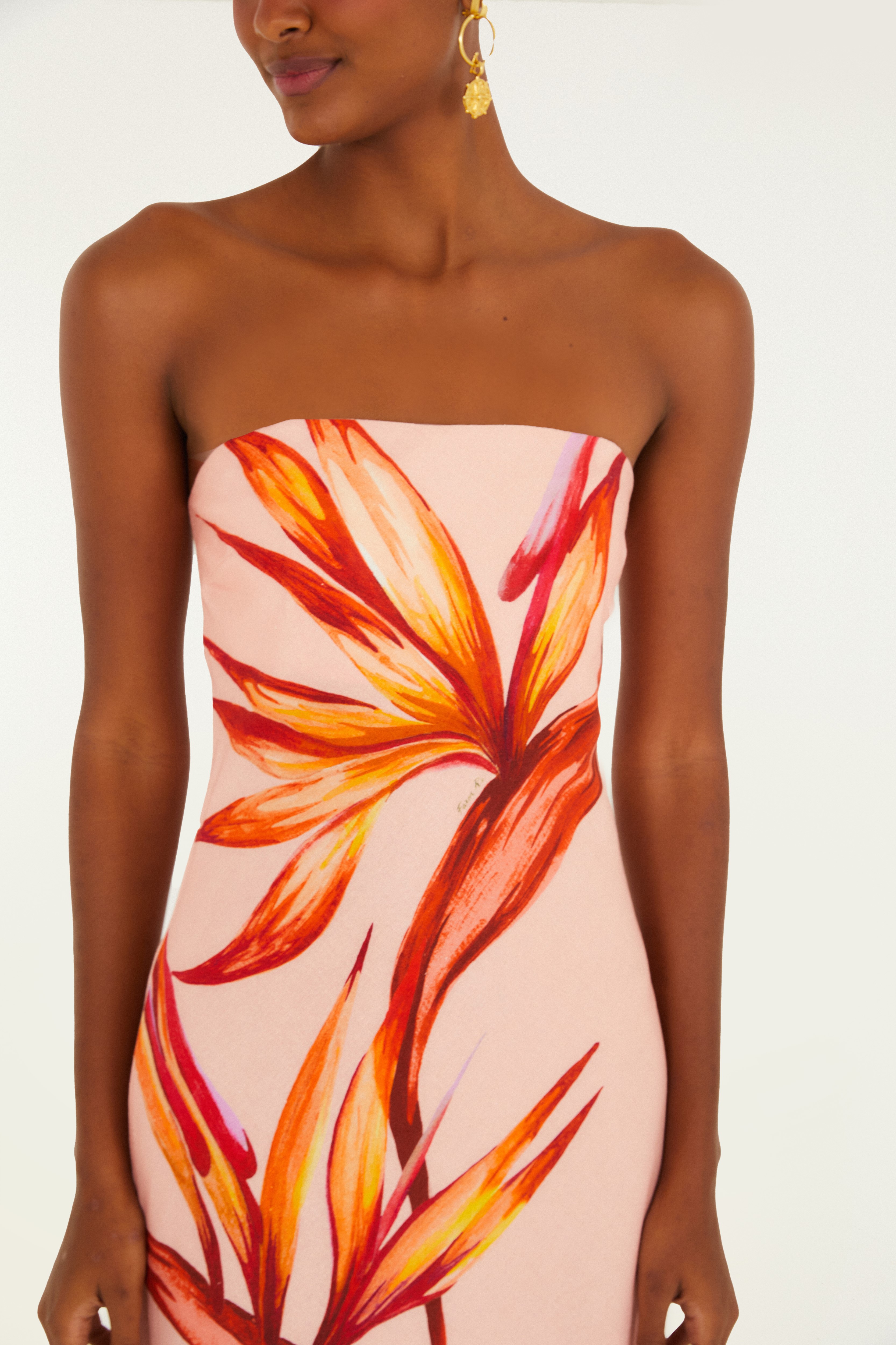 Vestido Sem Alça Estampado Maxi Estrelícia 3
