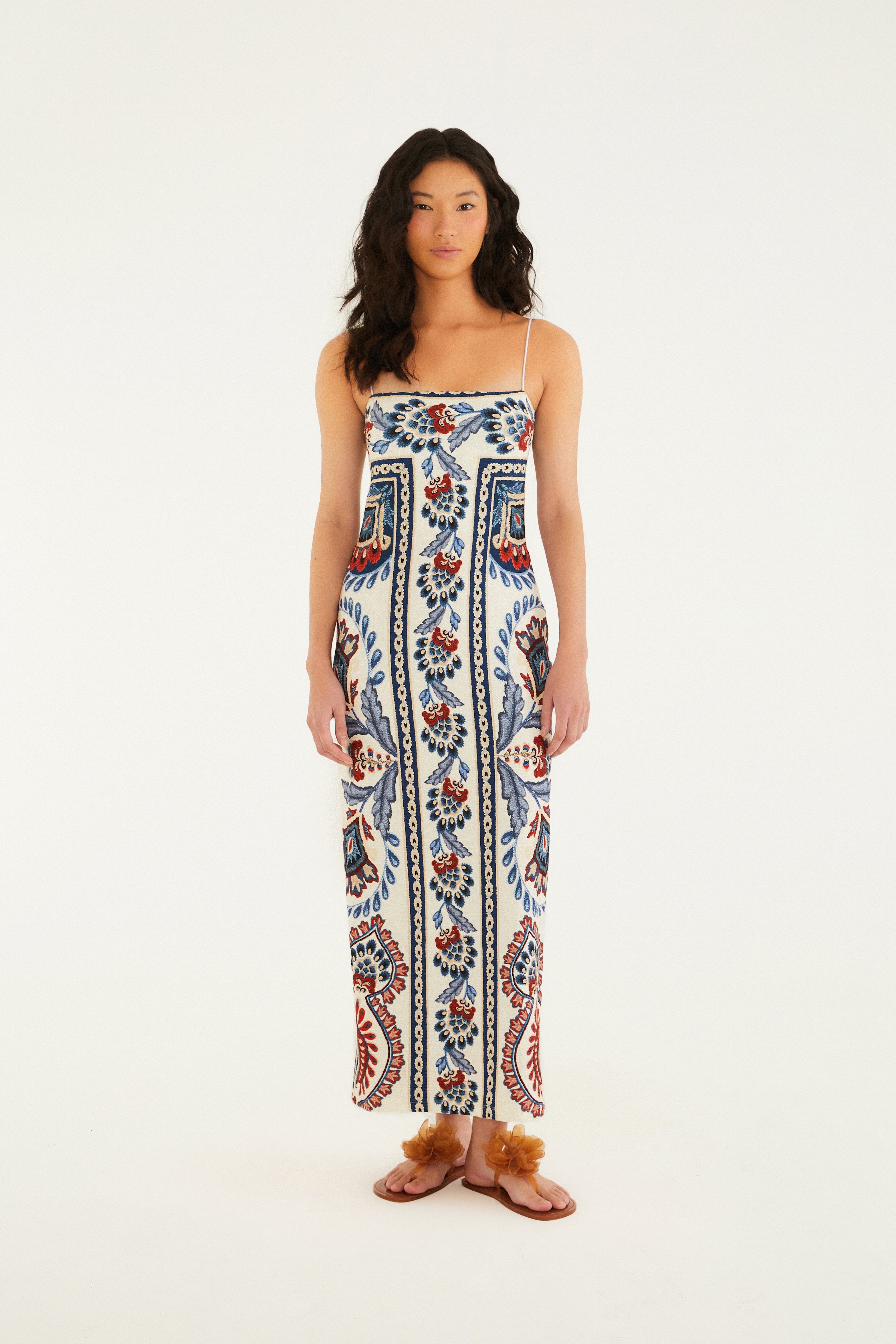 Vestido Midi Estampado Lenço Náutico 1