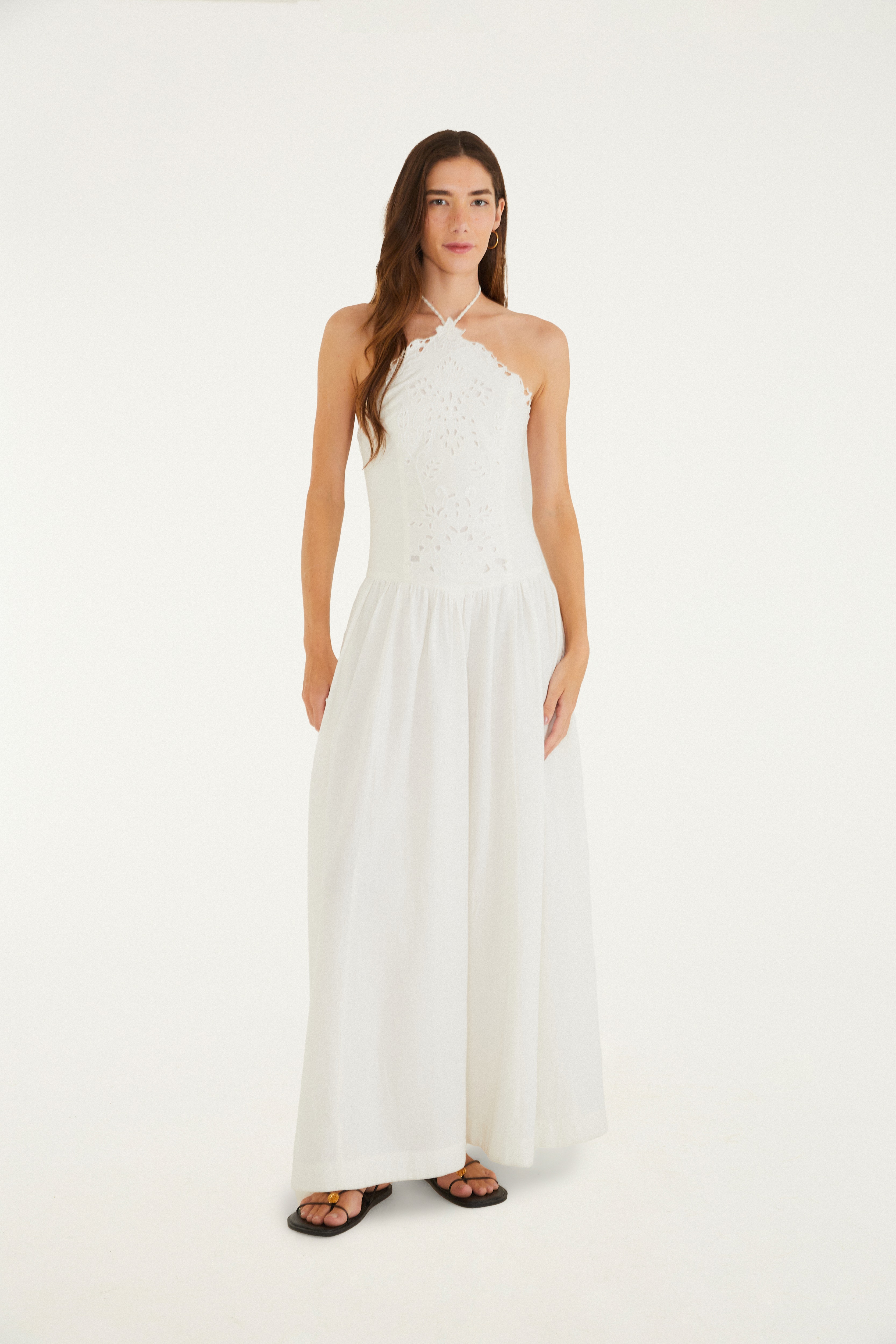 Vestido Bordado Frente Única Lenço 1