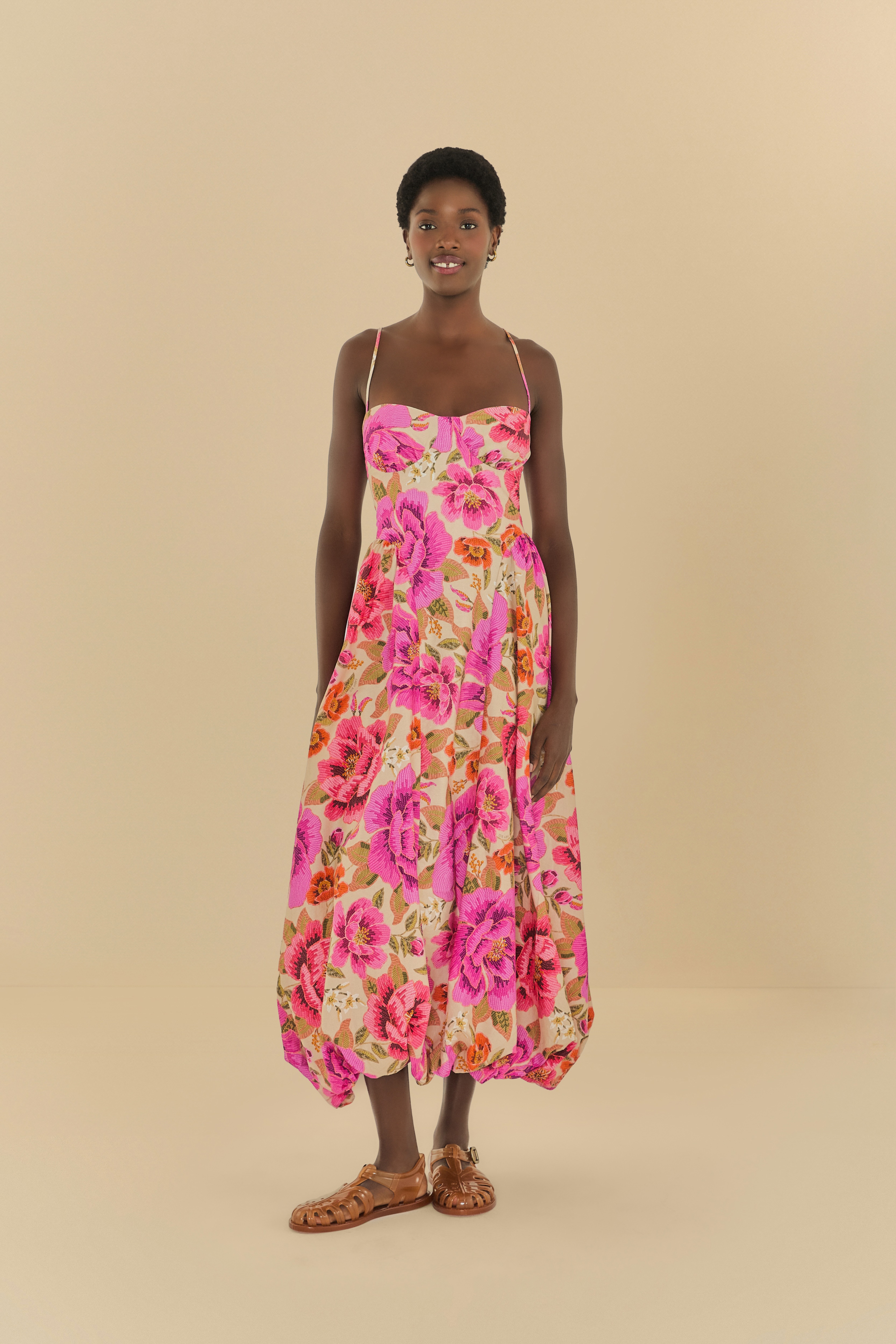 Vestido Longo Balonê Estampado Izabel 1