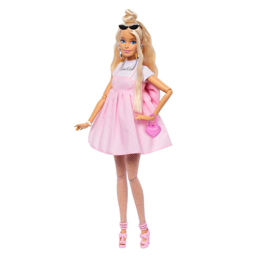 Barbie Deluxe Cabelo Loiro Vestido Rosa com Laço - Mattel 1