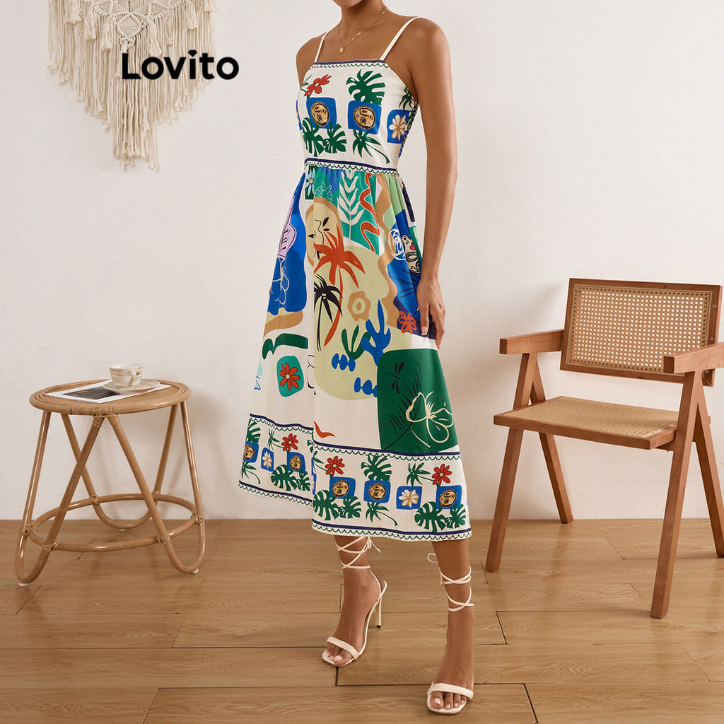 Lovito Vestido Boho Pop Art Print Padrão Vestido 2