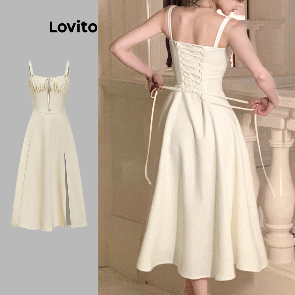 Lovito Vestido Elegante Com Amarração Frontal E Costas, Vestido De Verão 2