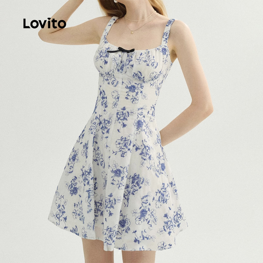 Lovito Laço de Roupa Casual Vestido de Primavera 2