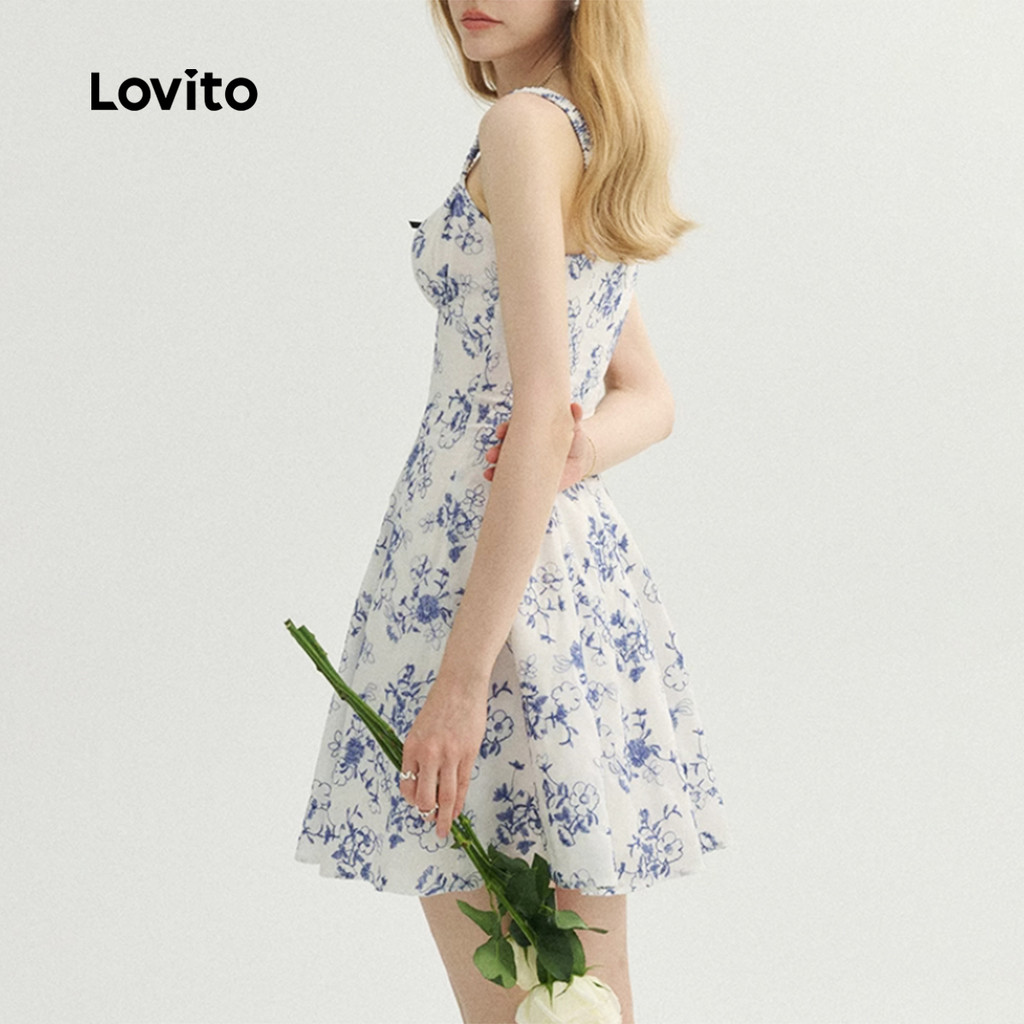 Lovito Laço de Roupa Casual Vestido de Primavera 3