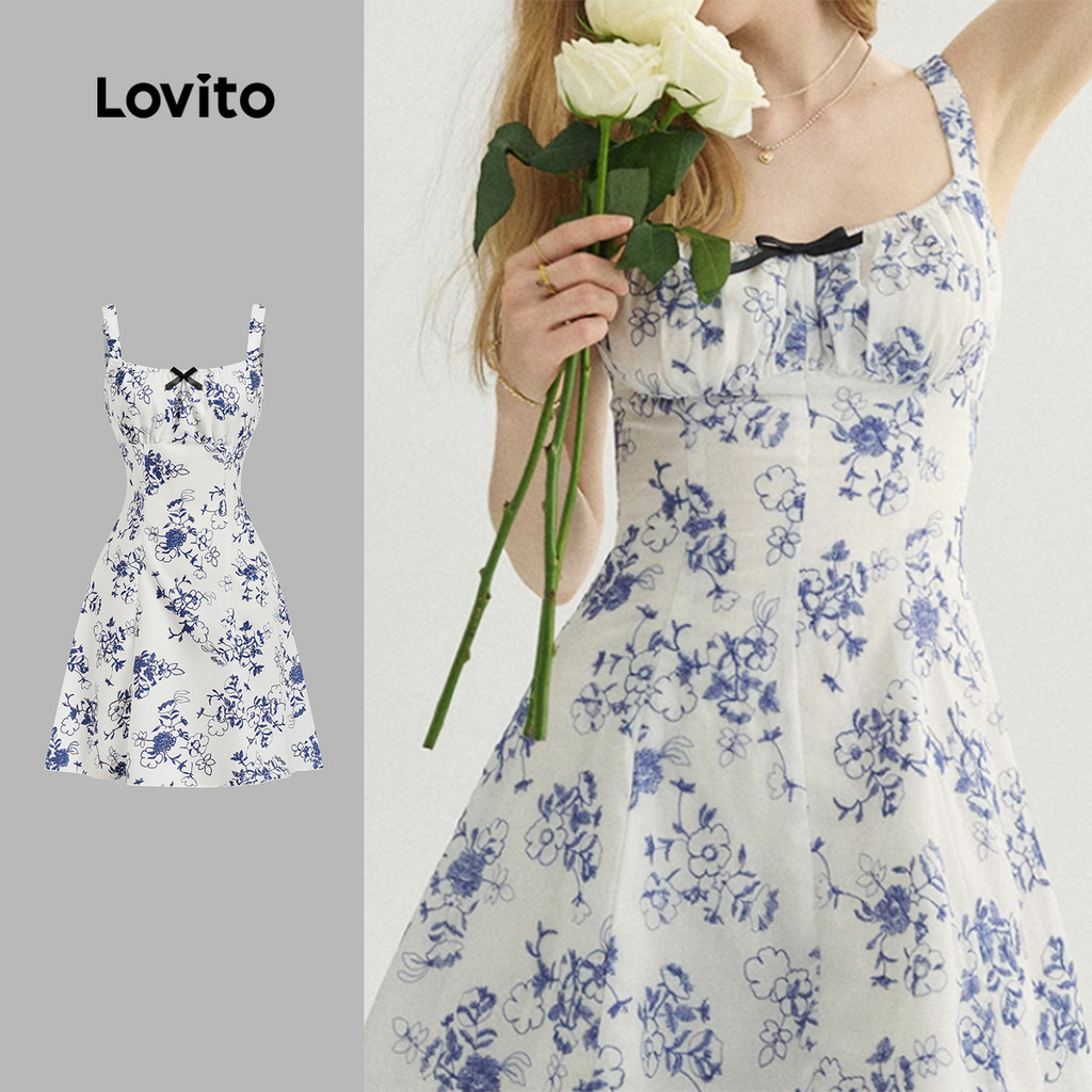 Lovito Laço de Roupa Casual Vestido de Primavera 1