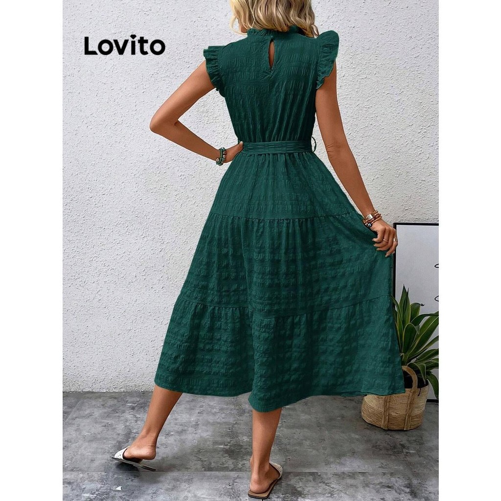 Lovito Vestido Casual Vestido Liso Com Babados 3