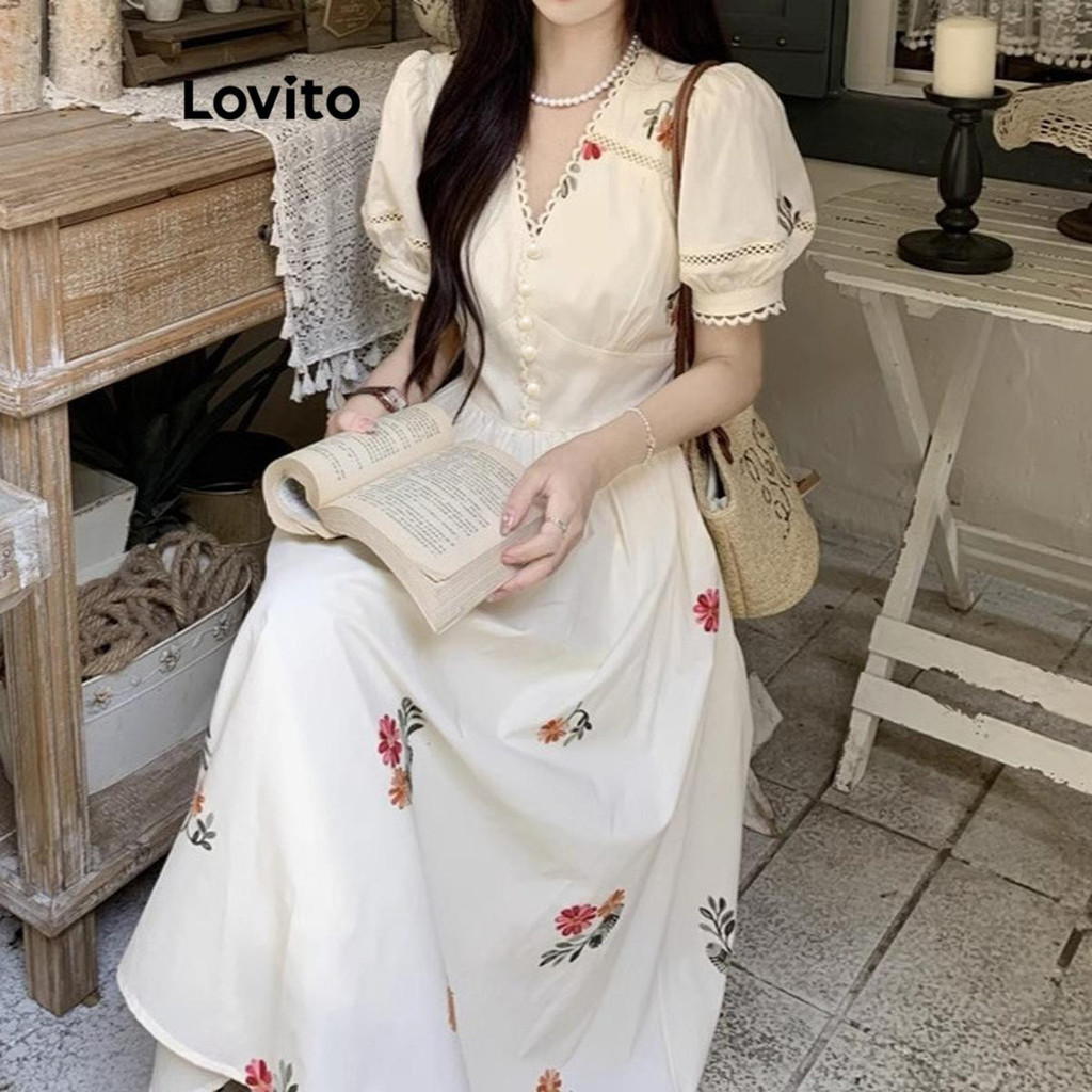 Lovito Vestido Casual Com Strass E Flores Vestido Floral 2