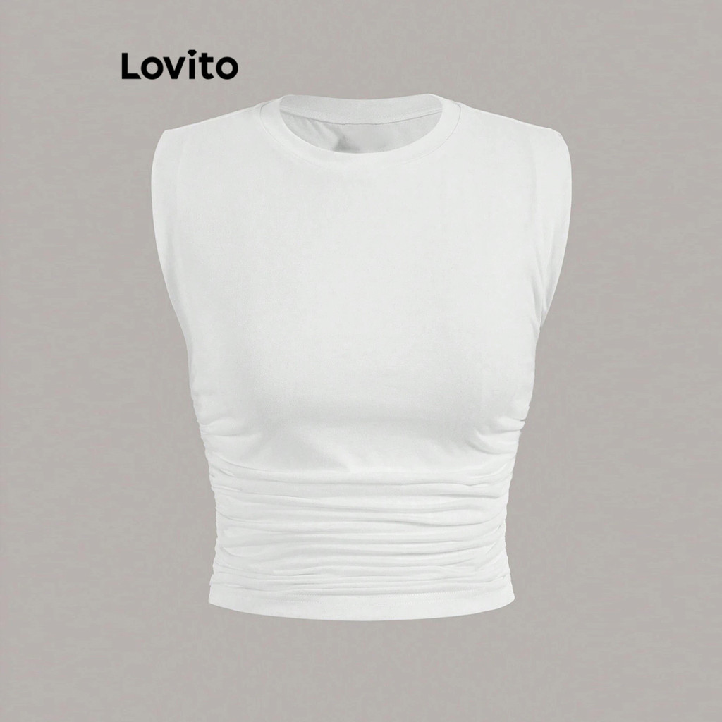 Lovito Regata Casual Lisa Plissada Básica De Verão 2