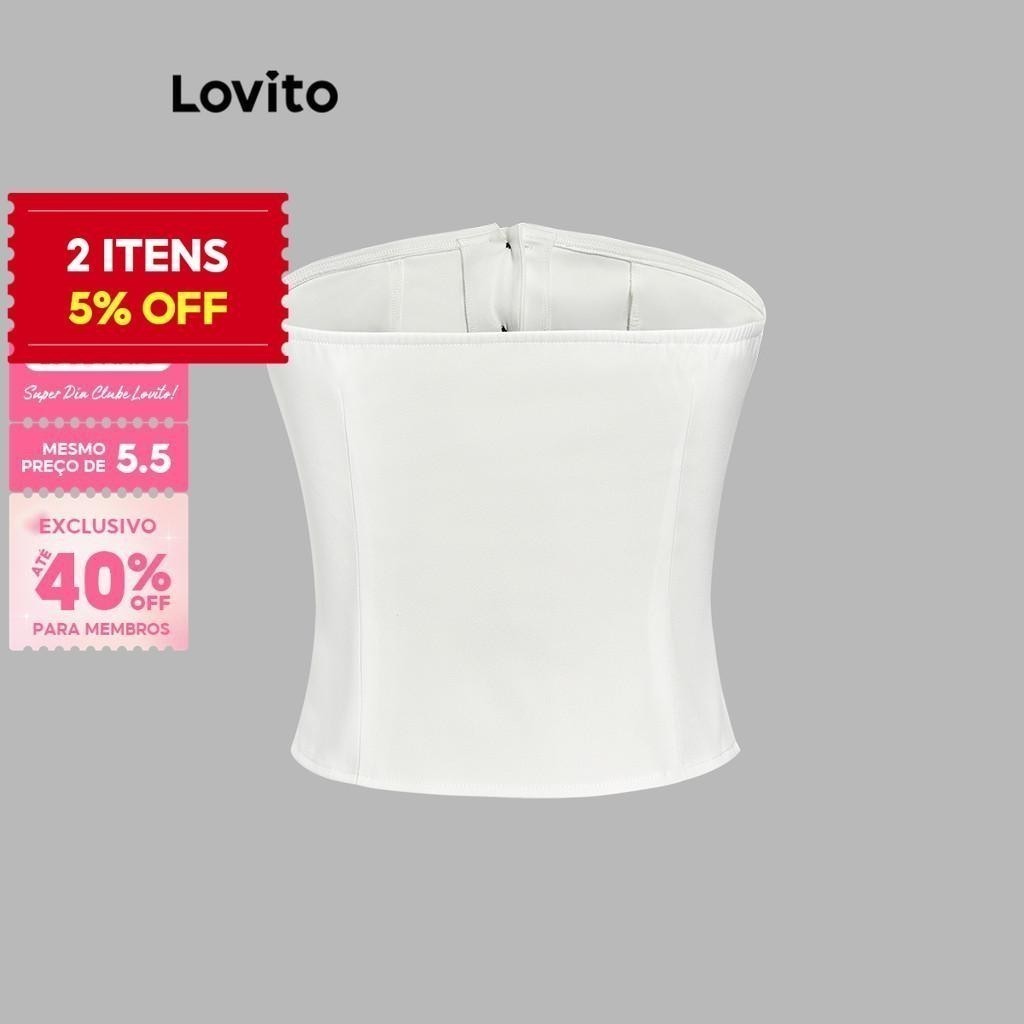 Lovito Regata Casual Com Botões Lisos 2