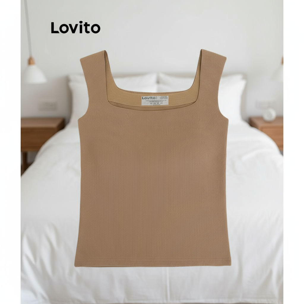 Lovito Regata Casual Com Bojo E Bojo Para Verão 1