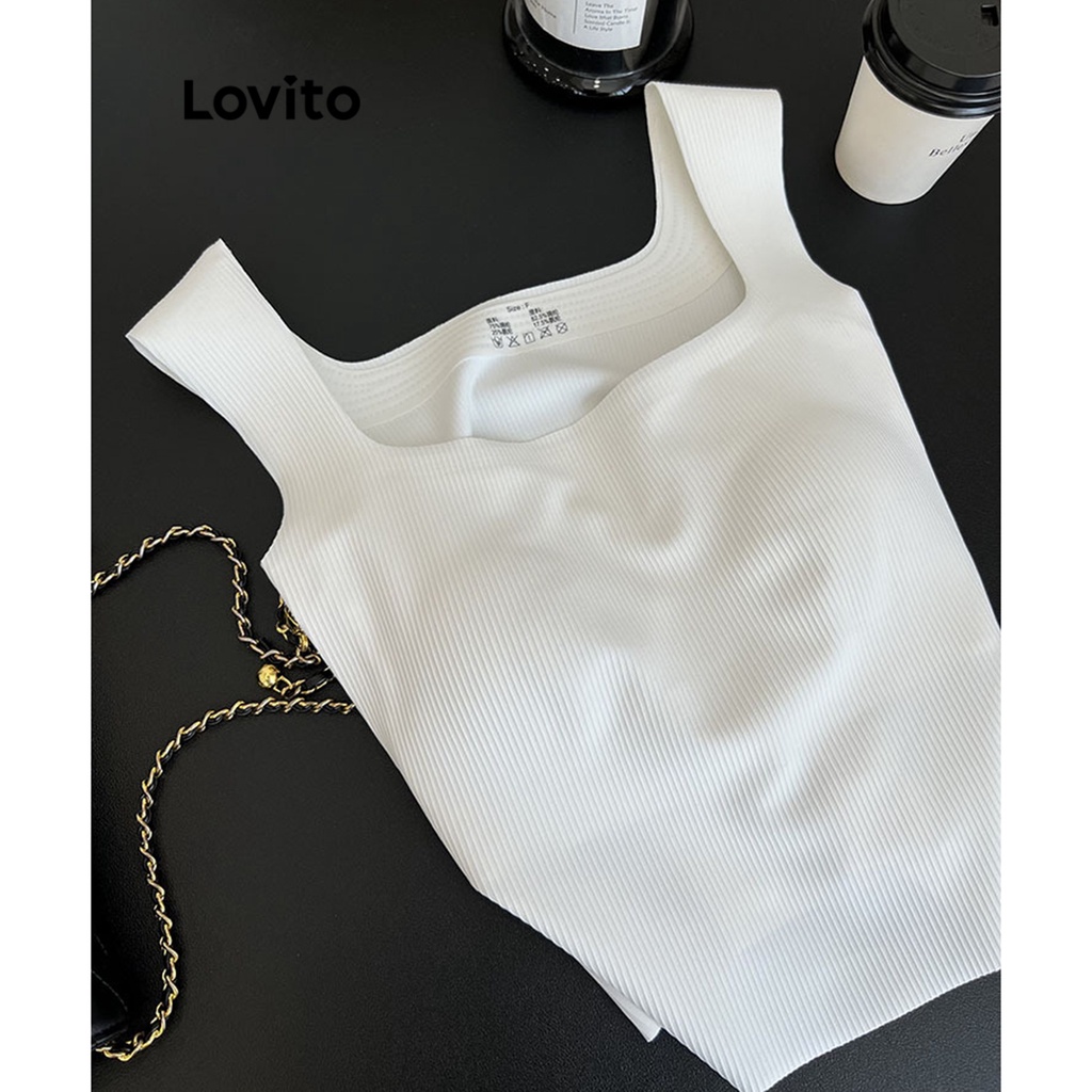 Lovito Regata Casual Com Bojo E Bojo Para Verão 3