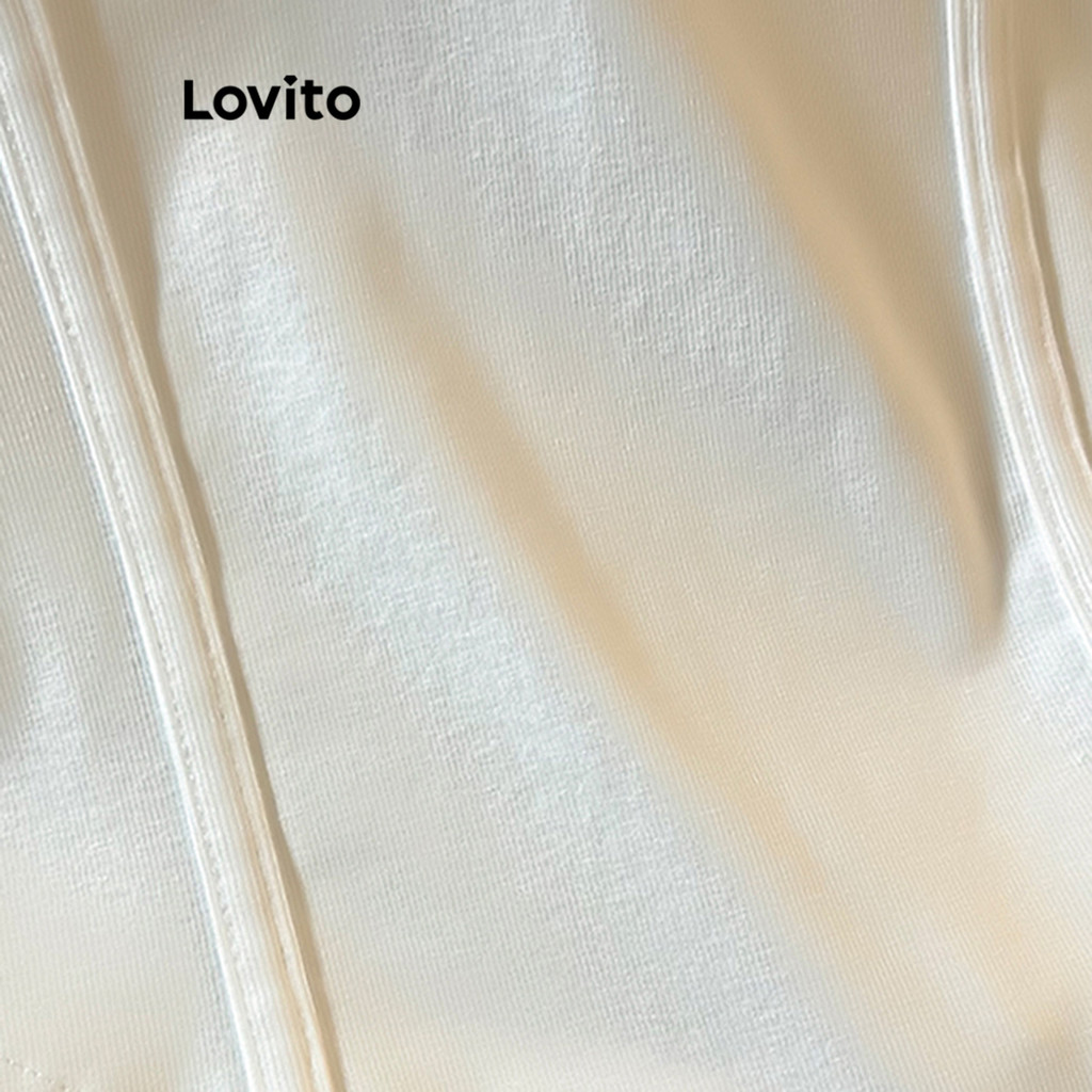 Lovito Camiseta Casual Verão Estrutura Básica Linha Camiseta 3