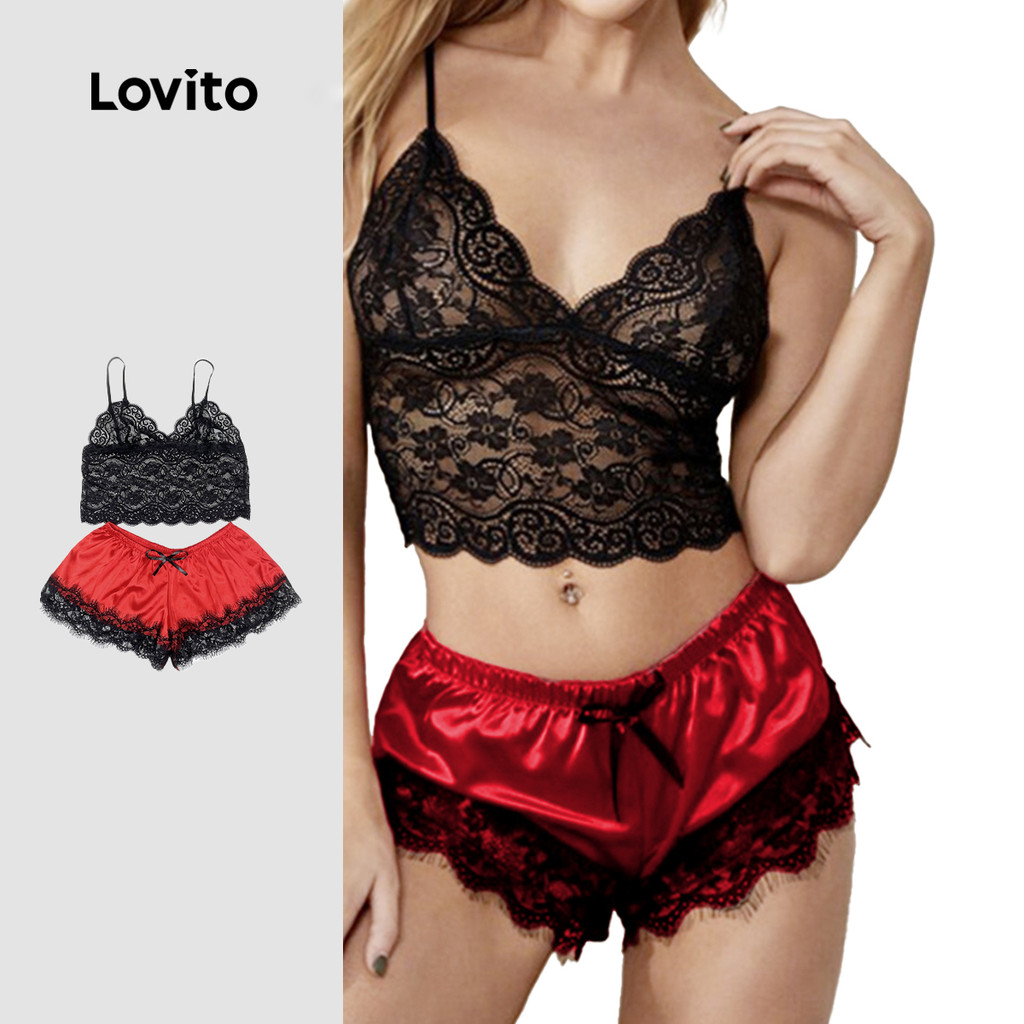 Lovito Conjunto De Calcinha Sexy Lingerie De Renda Sutiã E Calcinha Primavera 1