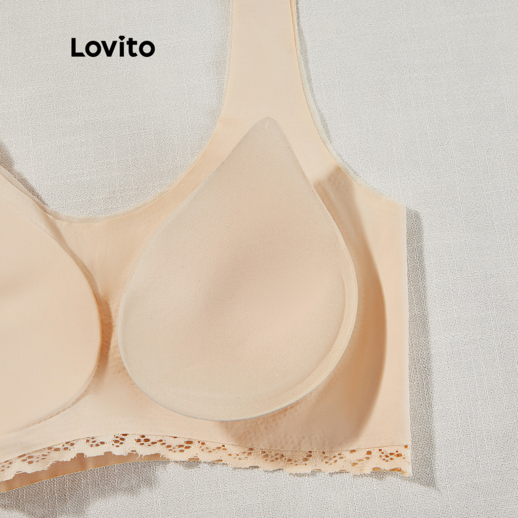 Lovito Casual Sutiã com Renda e Almofadas Removíveis Ajuste 3