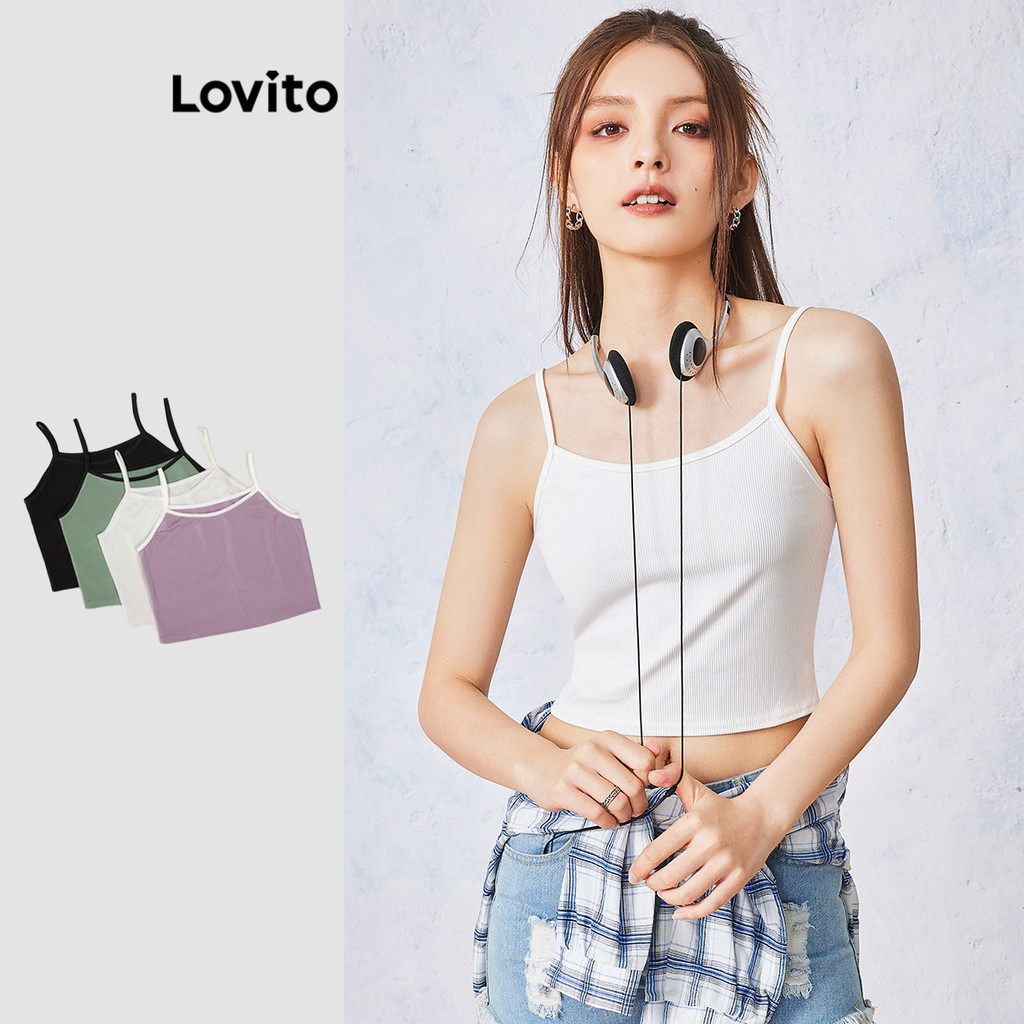 Lovito Top Casual em Cor Lisa 1