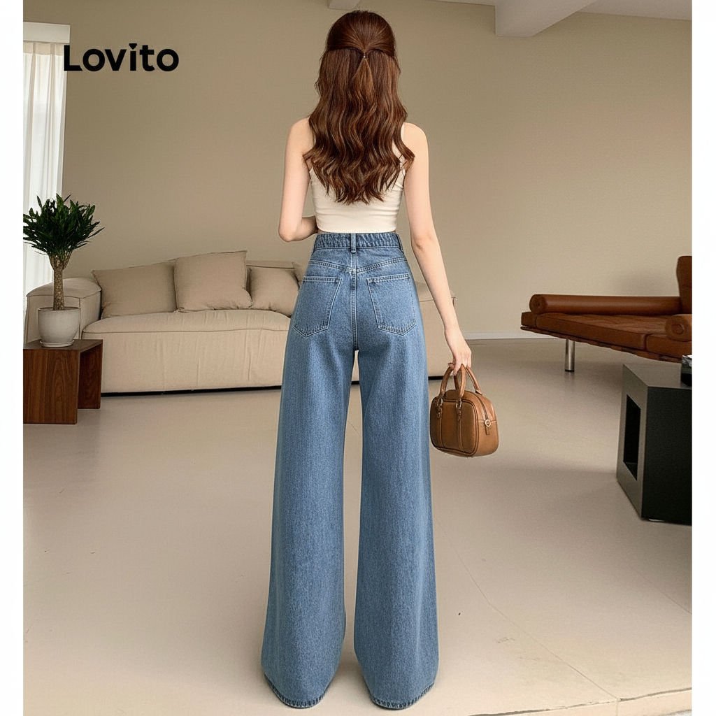 Lovito Jeans de linha de estrutura 3