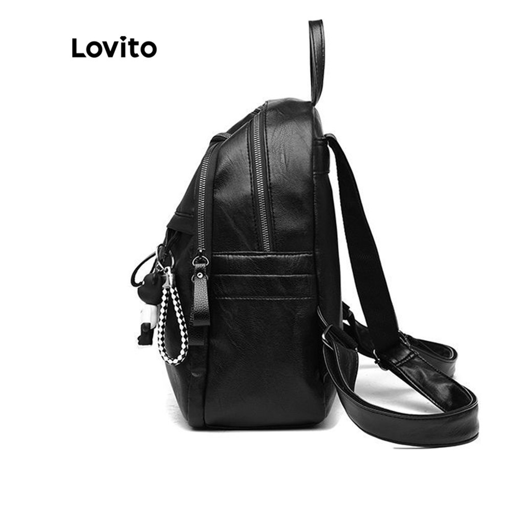 Lovito Mochila Casual Com Zíper Liso 3