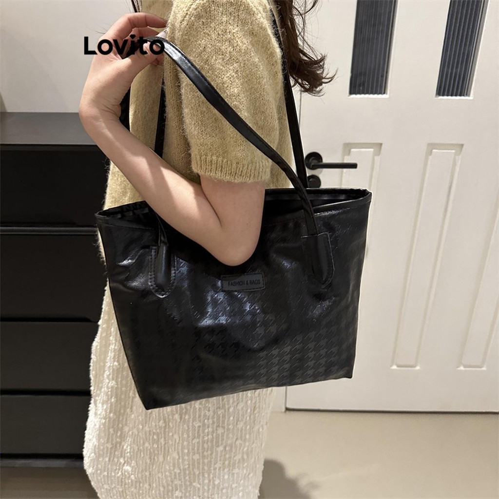 Lovito Bolsa De Ombro Casual Bolsa De Estrutura Lisa 2