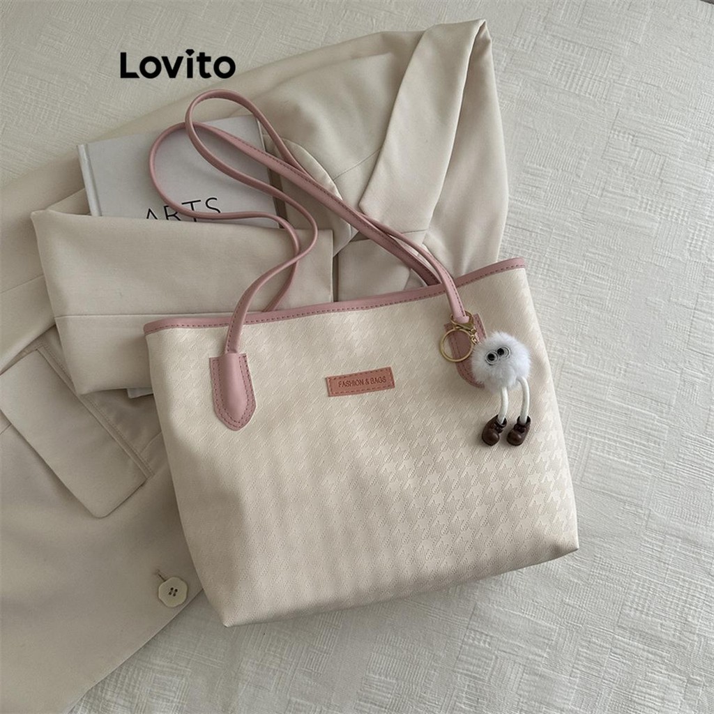 Lovito Bolsa De Ombro Casual Bolsa De Estrutura Lisa 1